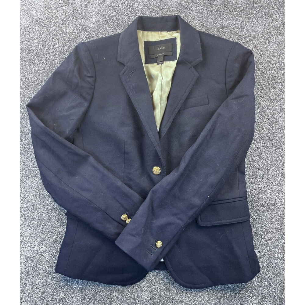 J.Crew Suit Womens 2 Schoolboy Wool Blazer Two Button Pocket Casual Blue